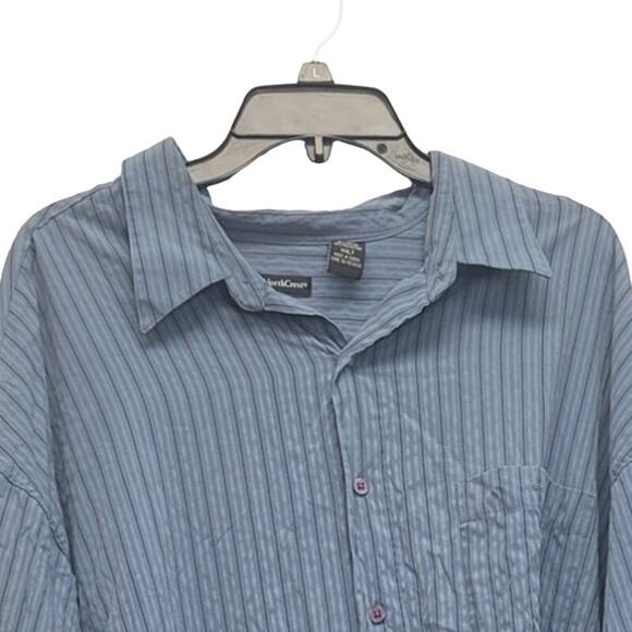 NorthCrest Mens XXLT PolyRayon Long Sleeve Striped Button Up Shirt w Pocket - Picture 2 of 4
